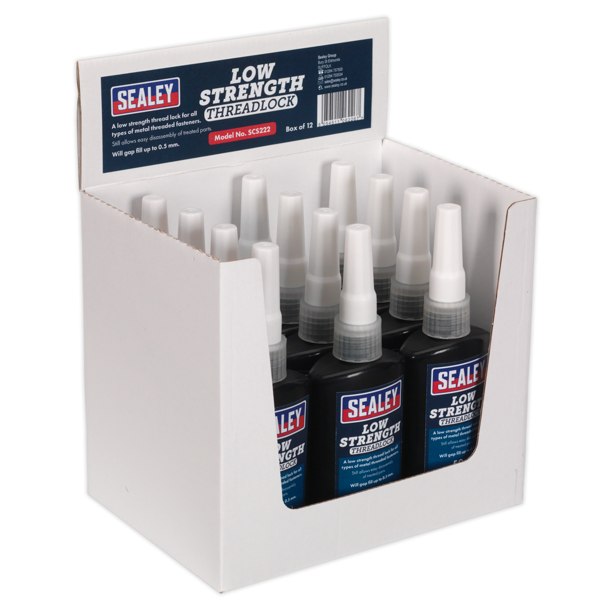 Sealey SCS222 50ml Low Strength Thread Lock - Pack of 12