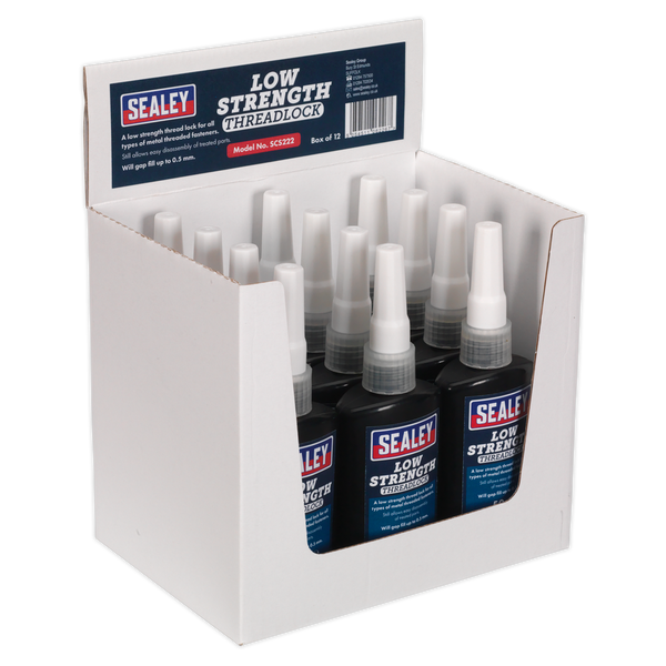 Sealey SCS222 50ml Low Strength Thread Lock - Pack of 12