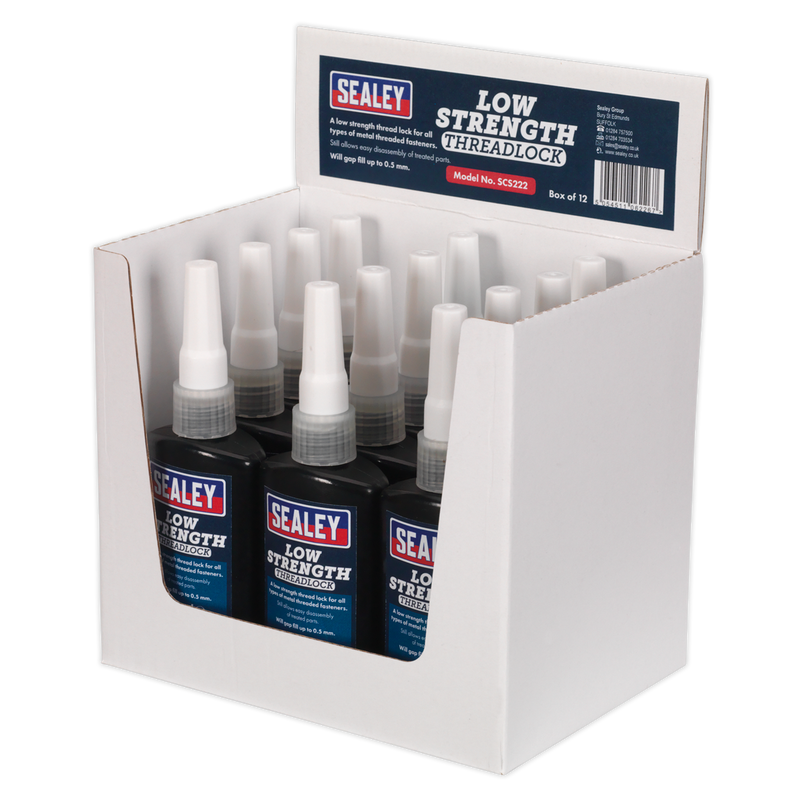 Sealey SCS222 50ml Low Strength Thread Lock - Pack of 12