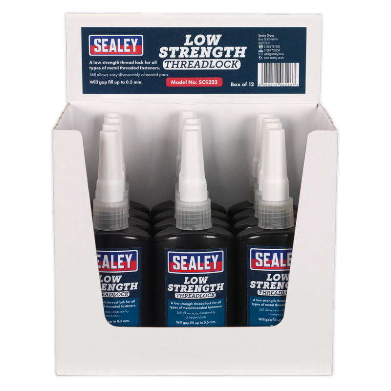 Sealey SCS222 50ml Low Strength Thread Lock - Pack of 12