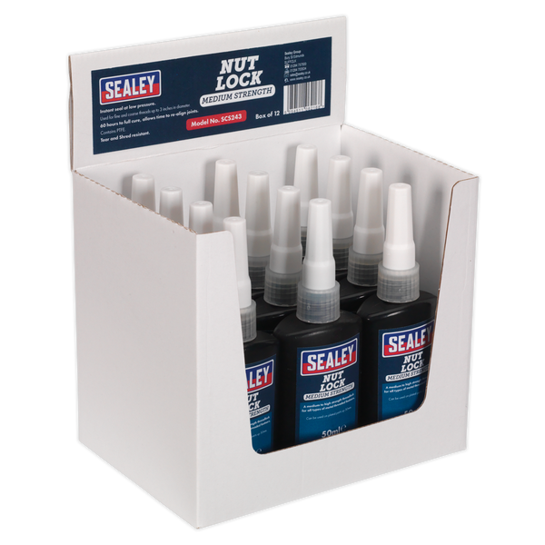 Sealey SCS243 50ml Medium Strength Nut Lock - Pack of 12