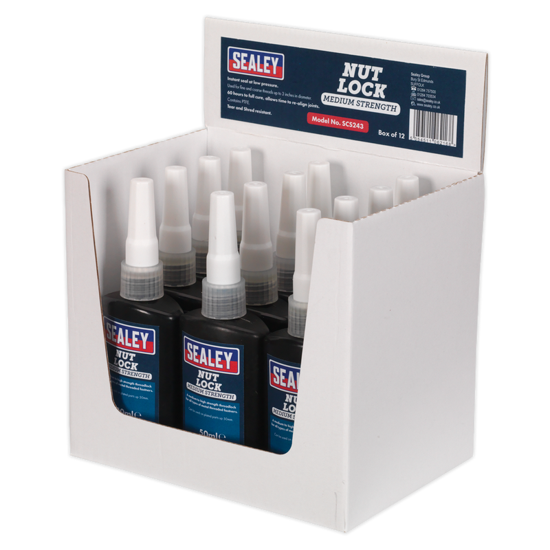 Sealey SCS243 50ml Medium Strength Nut Lock - Pack of 12