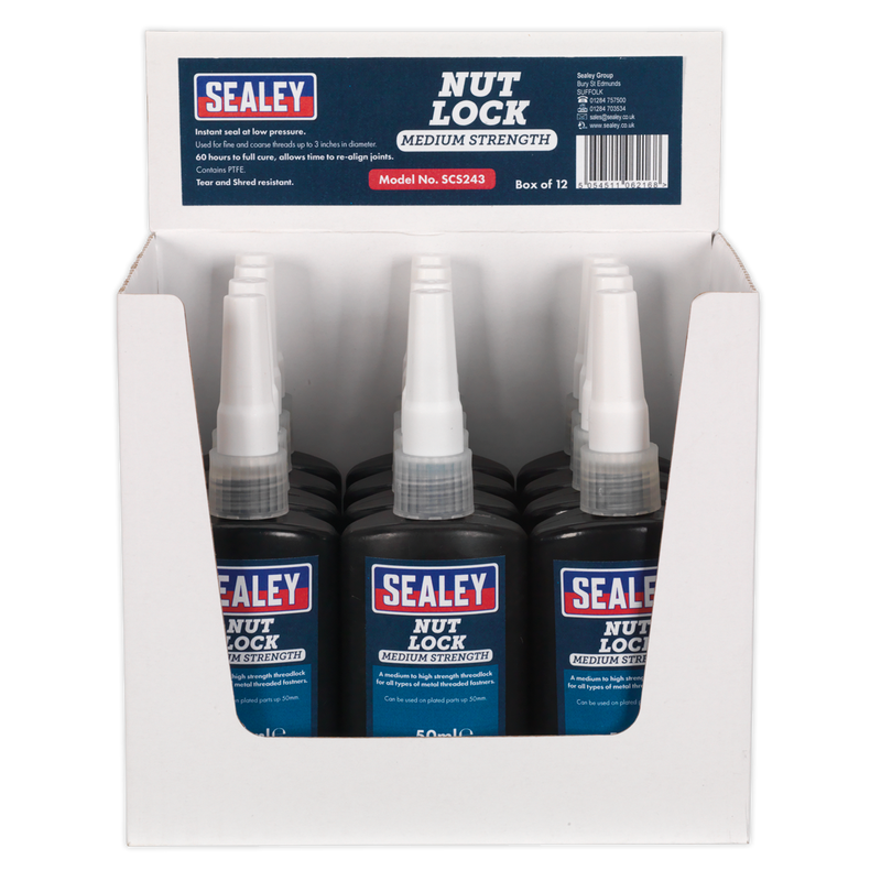 Sealey SCS243 50ml Medium Strength Nut Lock - Pack of 12