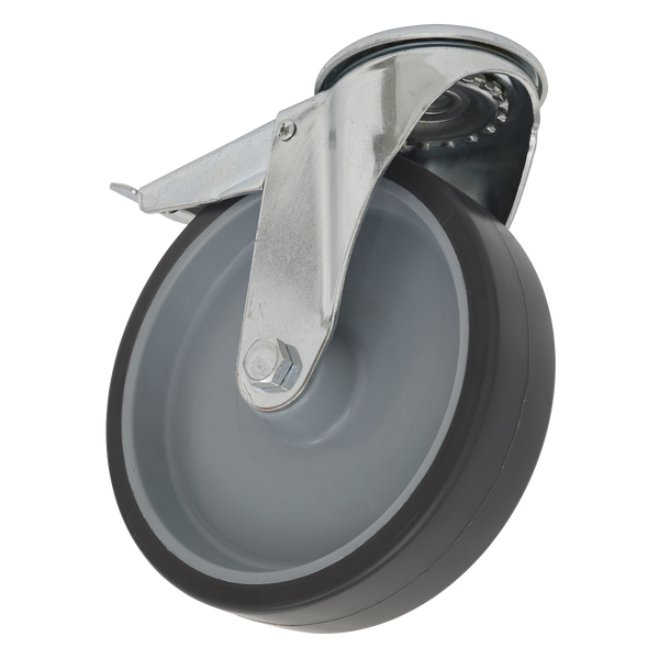 Sealey SCW2100SBLEM 100mm Medium-Duty Thermoplastic Bolt Hole Castor Wheel with Total Lock - Trade