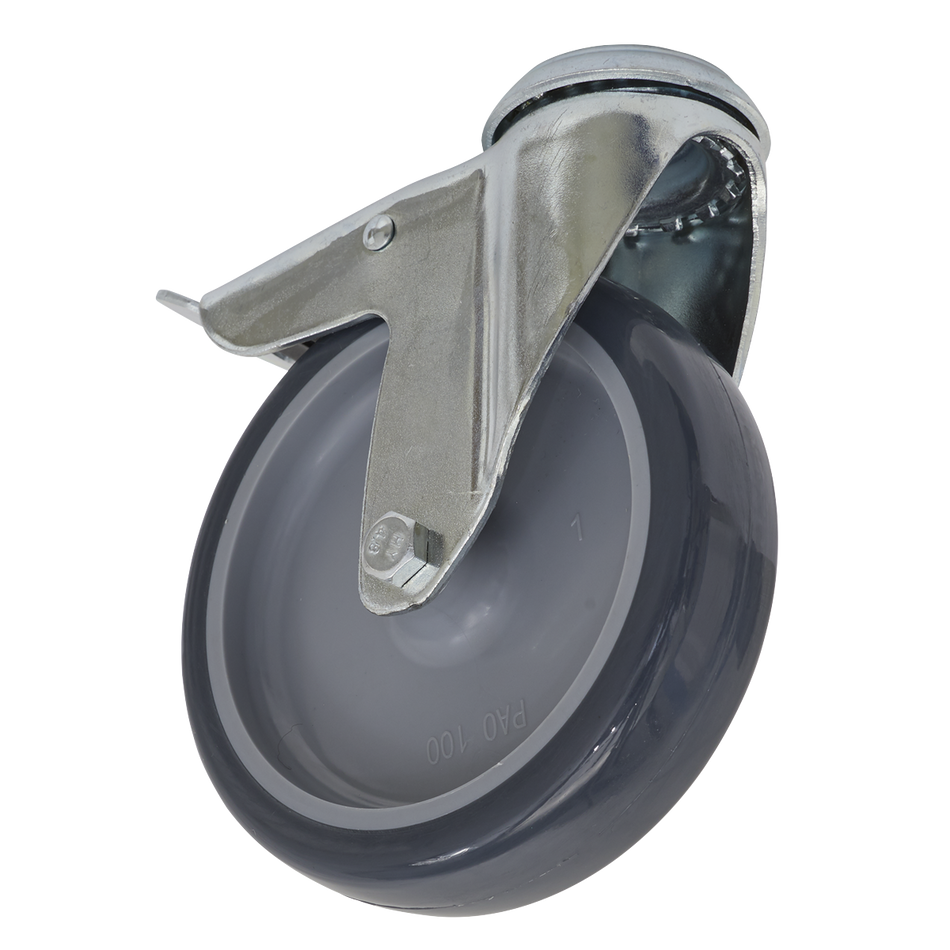 Sealey SCW2100SBL 100mm Castor Wheel Bolt Hole Swivel with Total Lock