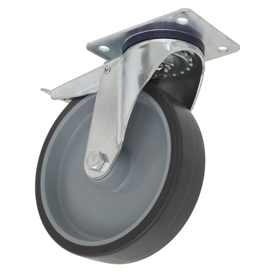 Sealey SCW2100SPLEM 100mm Medium-Duty Thermoplastic Swivel Castor Wheel with Total Lock - Trade