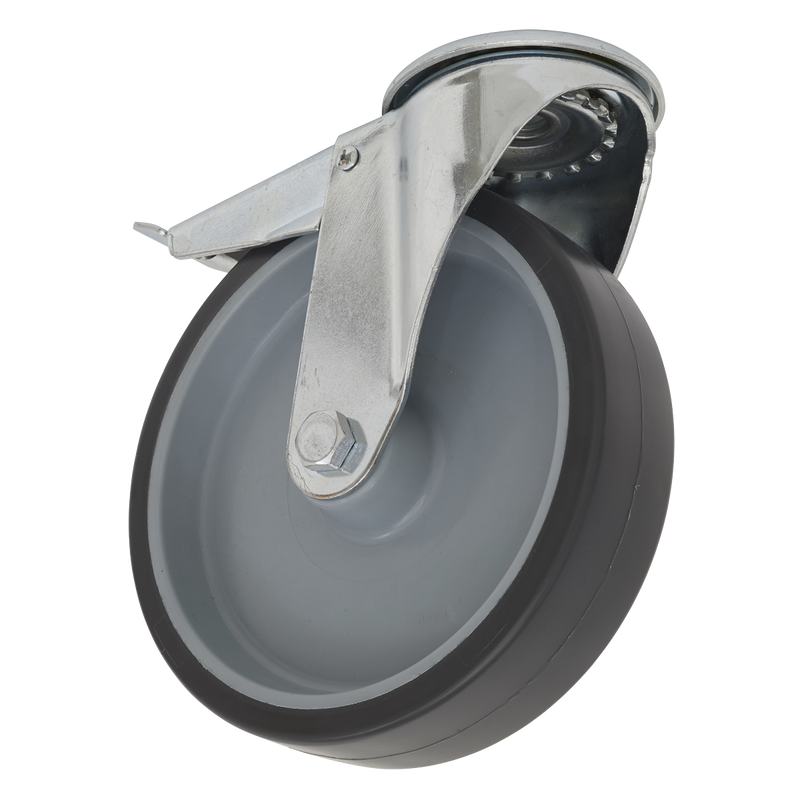 Sealey SCW275SBLEM 75mm Medium-Duty Thermoplastic Bolt Hole Castor Wheel with Total Lock - Trade
