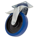 Sealey SCW3100SPLEM 100mm Heavy-Duty Blue Elastic Rubber Swivel Castor Wheel With Total Lock - Trade