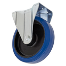 Sealey SCW3125FPEM 125mm Heavy-Duty Blue Elastic Rubber Fixed Castor Wheel - Trade