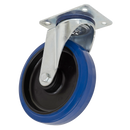 Sealey SCW3125SPEM 125mm Heavy-Duty Blue Elastic Rubber Swivel Castor Wheel - Trade