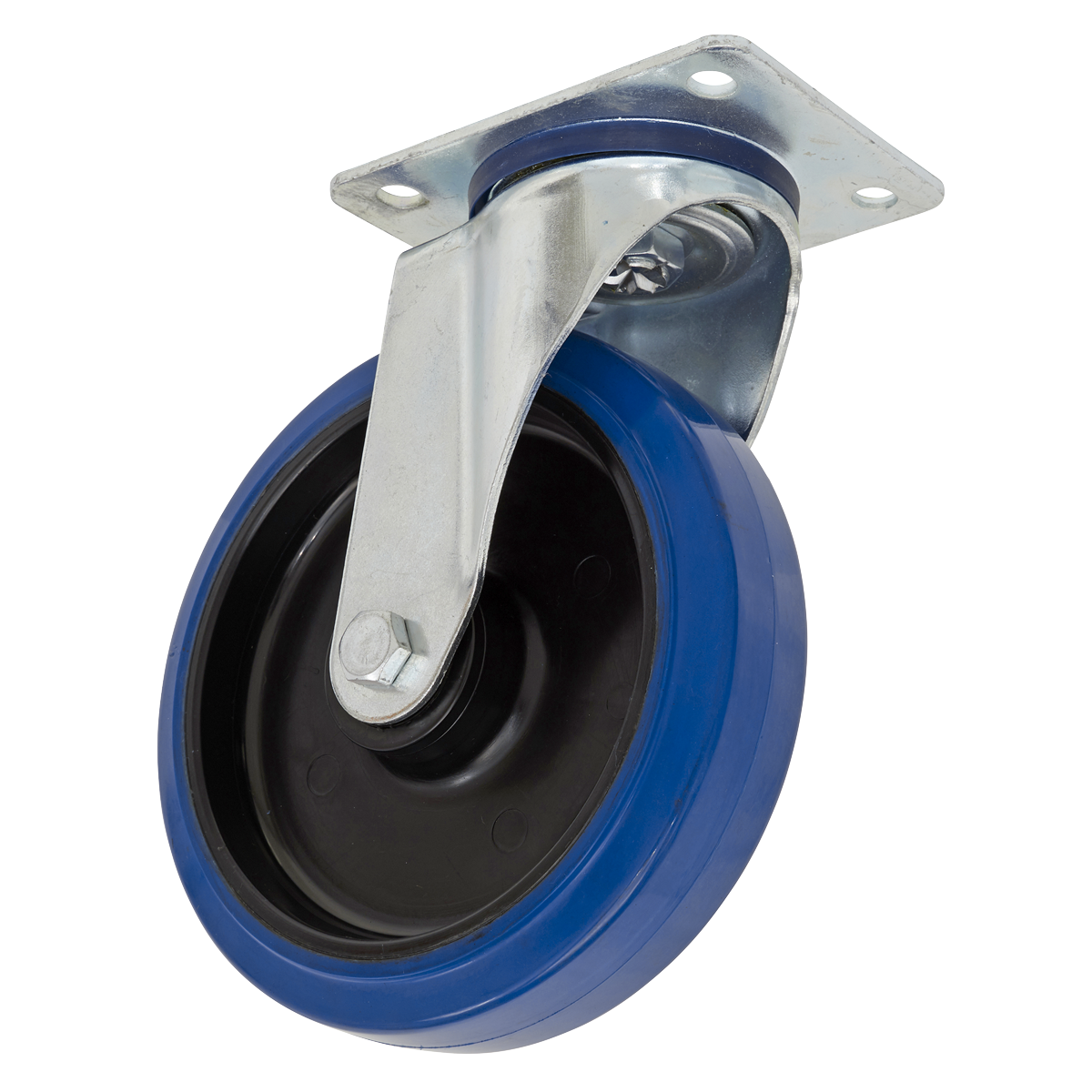 Sealey SCW3160SPEM 160mm Heavy-Duty Blue Elastic Rubber Swivel Castor Wheel - Trade