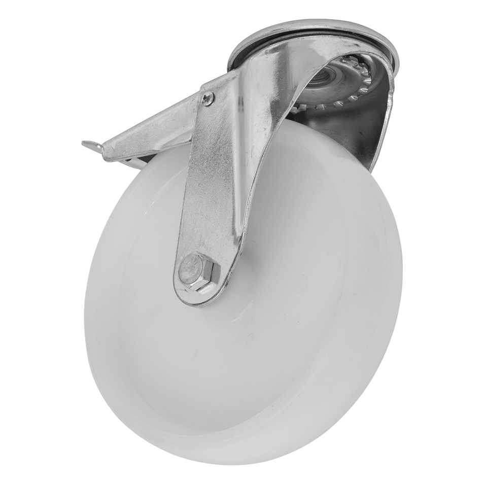 Sealey SCW480SBLEM 80mm Heavy-Duty Nylon Castor Wheel Bolt Hole with Total Lock - Trade