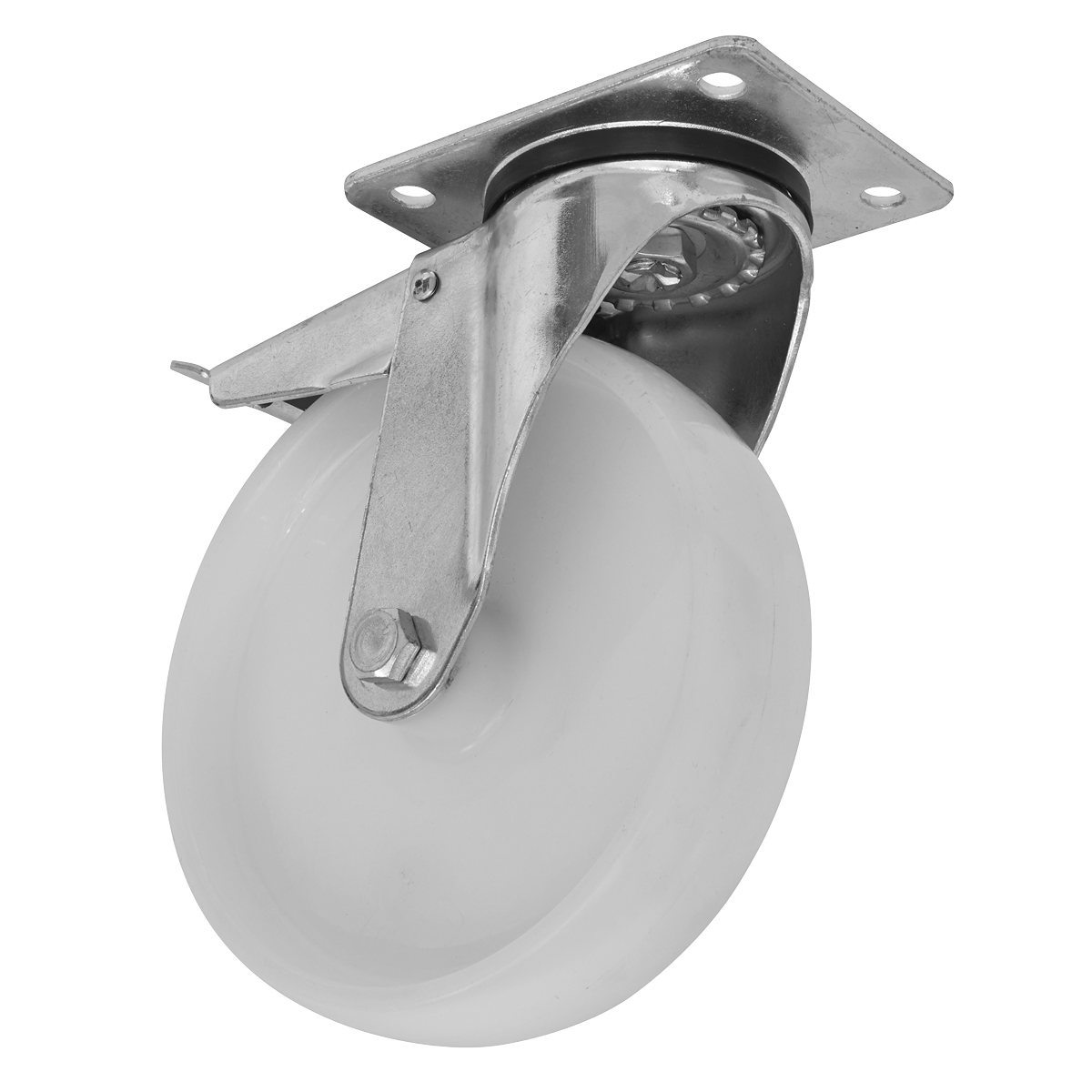 Sealey SCW480SPLEM 80mm Heavy-Duty Nylon Castor Wheel Swivel with Total Lock - Trade