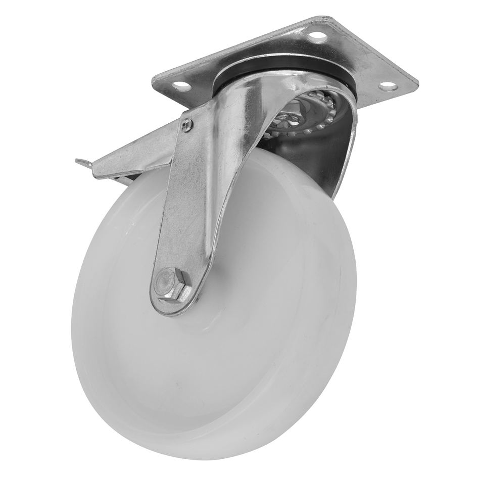 Sealey SCW480SPLEM 80mm Heavy-Duty Nylon Castor Wheel Swivel with Total Lock - Trade
