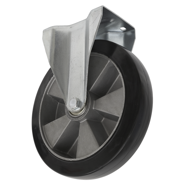 Sealey SCW5125FPEM 125mm Heavy-Duty Rubber Fixed Plate Castor Wheel - Trade