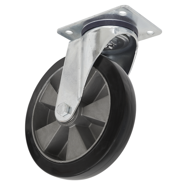 Sealey SCW5125SPEM 125mm Heavy-Duty Rubber Swivel Castor Wheel - Trade