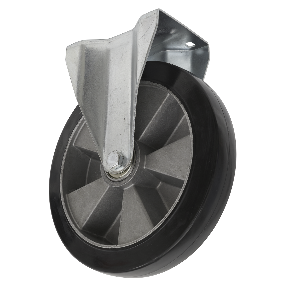 Sealey SCW5152FPEM 152mm Heavy-Duty Rubber Castor Wheel Fixed Plate - Trade