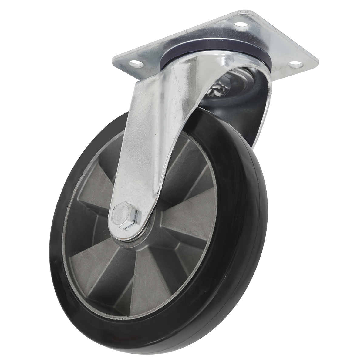 Sealey SCW5200SPEM 200mm Heavy-Duty Rubber Castor Wheel Swivel - Trade