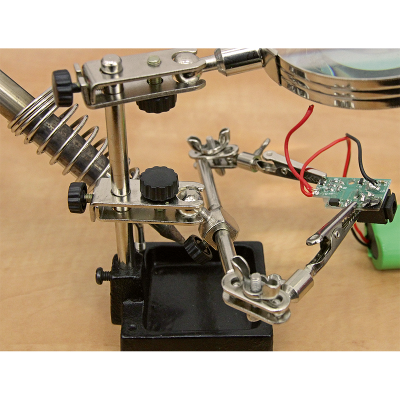 Sealey SD150H Mini Robot Soldering Stand with Magnifier & Iron Holder
