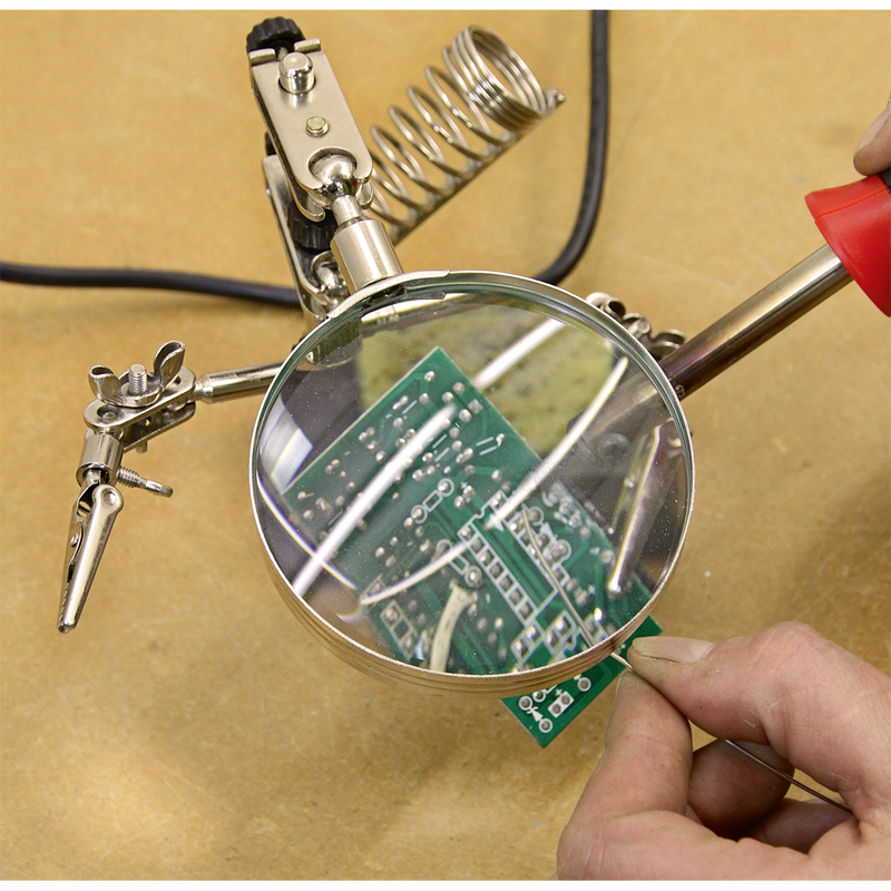 Sealey SD150H Mini Robot Soldering Stand with Magnifier & Iron Holder