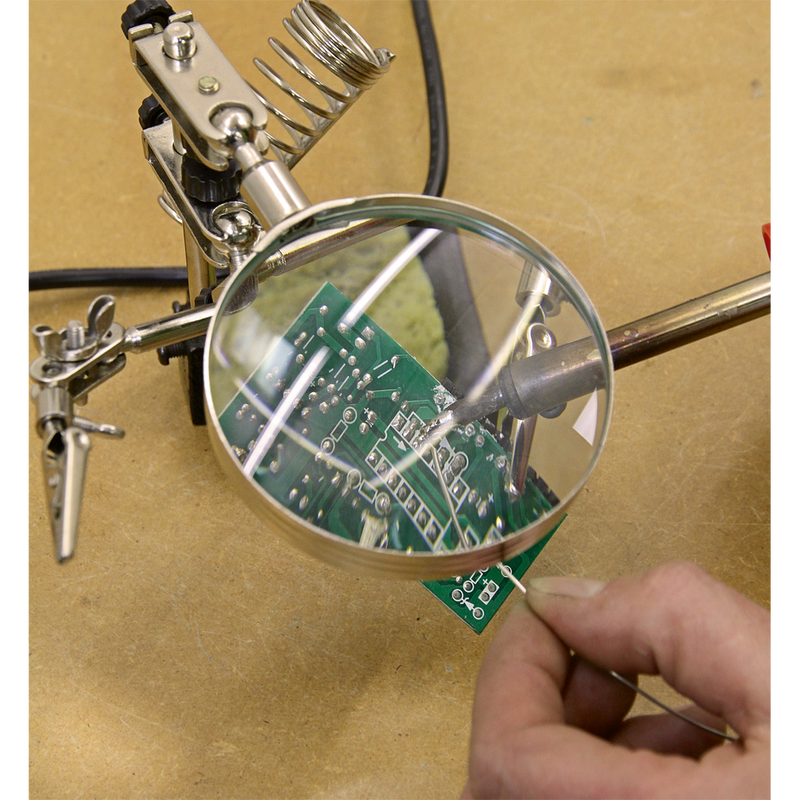 Sealey SD150H Mini Robot Soldering Stand with Magnifier & Iron Holder
