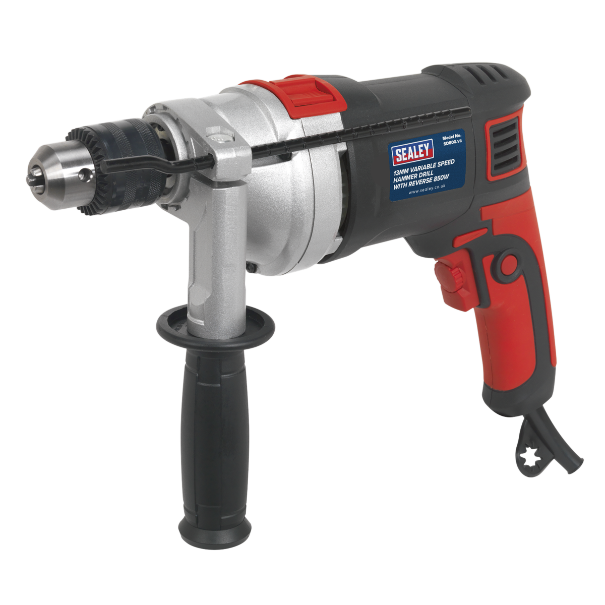 Sealey SD800 13mm Variable Speed Hammer Drill with Reverse 850W