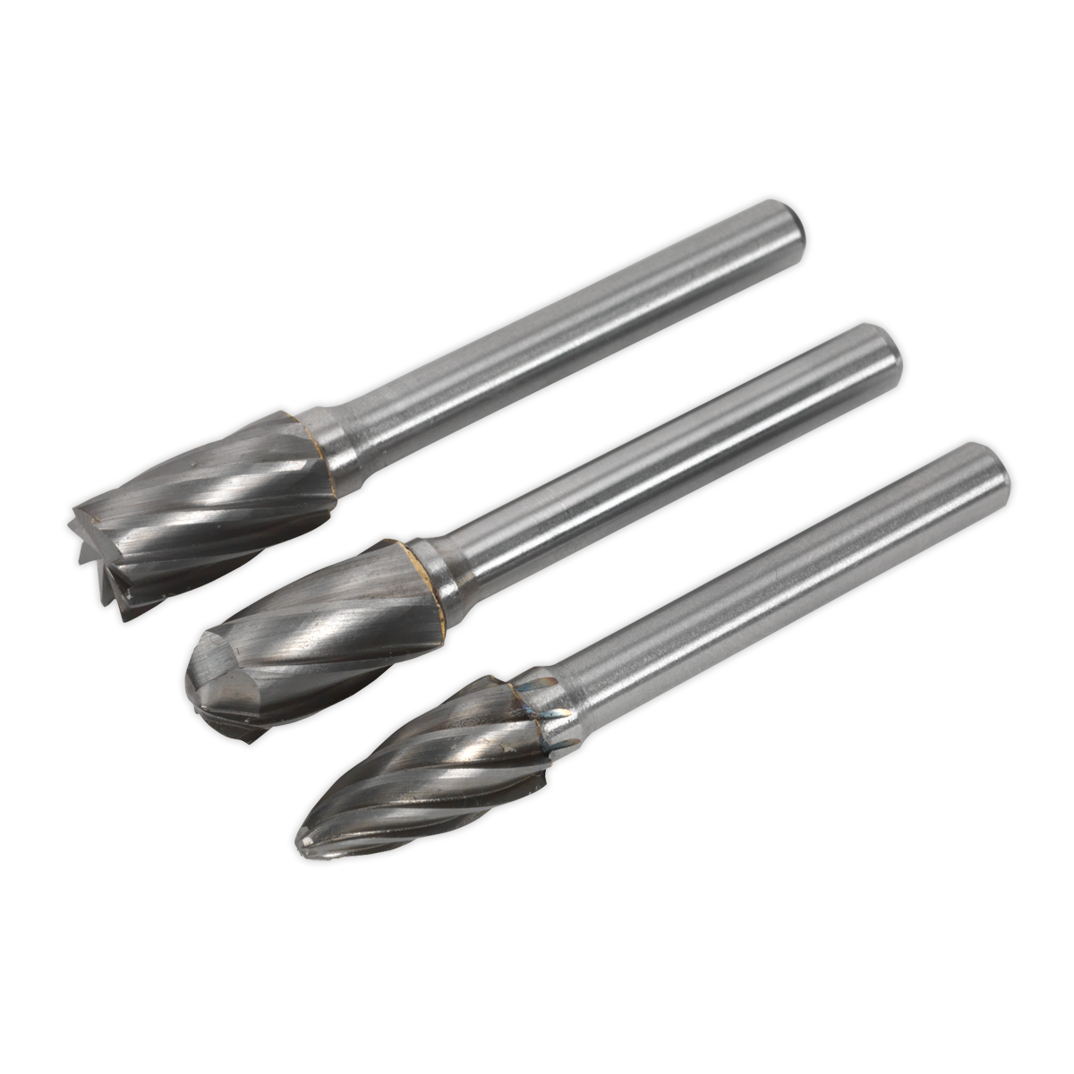 Sealey SDBCK3 3pc Tungsten Carbide Rotary Burr Set Ripper/Coarse