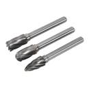 Sealey SDBCK3 3pc Tungsten Carbide Rotary Burr Set Ripper/Coarse