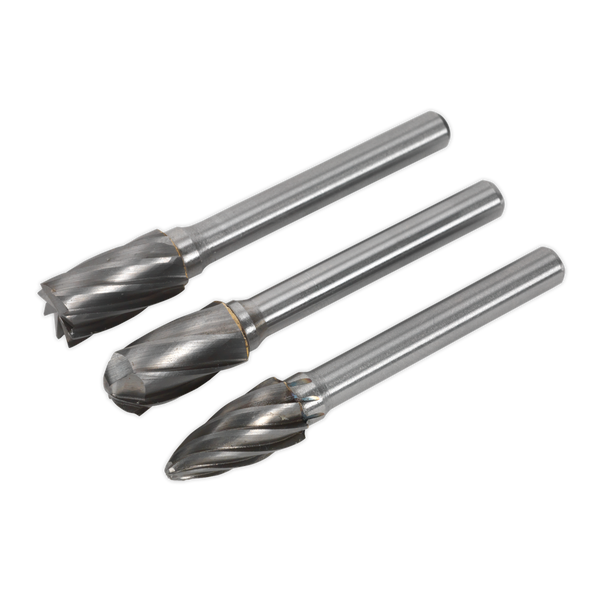 Sealey SDBCK3 3pc Tungsten Carbide Rotary Burr Set Ripper/Coarse