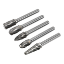 Sealey SDBCK5 5pc Tungsten Carbide Rotary Burr Set Ripper/Coarse