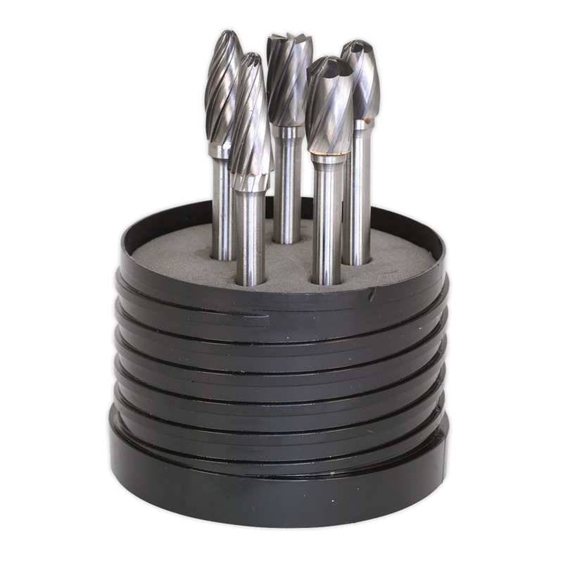 Sealey SDBCK5 5pc Tungsten Carbide Rotary Burr Set Ripper/Coarse