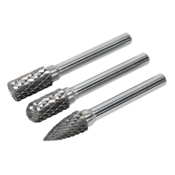 Sealey SDBK3 3pc Tungsten Carbide Rotary Burr Set