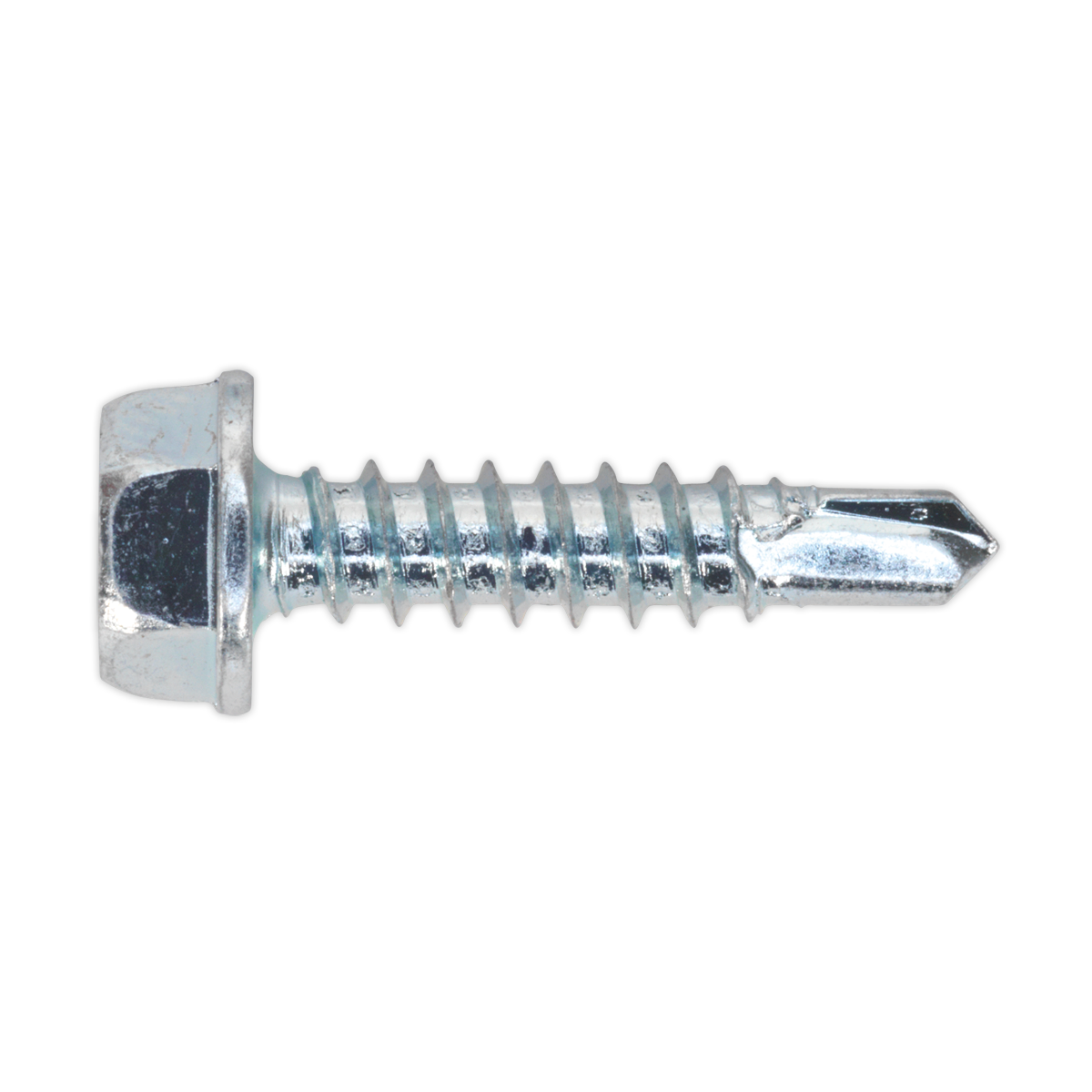Sealey SDHX4219 4.2 x 19mm Zinc Plated Self Drilling Hex Head Screw - Pack of 100