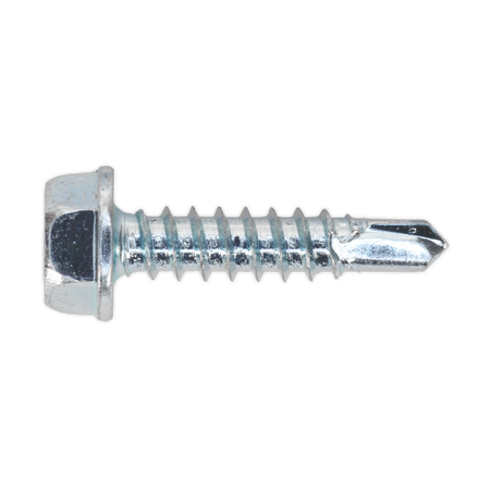 Sealey SDHX4219 4.2 x 19mm Zinc Plated Self Drilling Hex Head Screw - Pack of 100