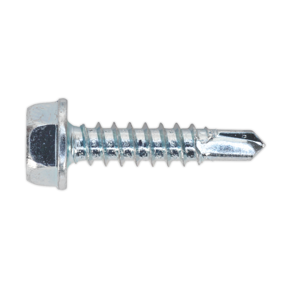 Sealey SDHX4219 4.2 x 19mm Zinc Plated Self Drilling Hex Head Screw - Pack of 100