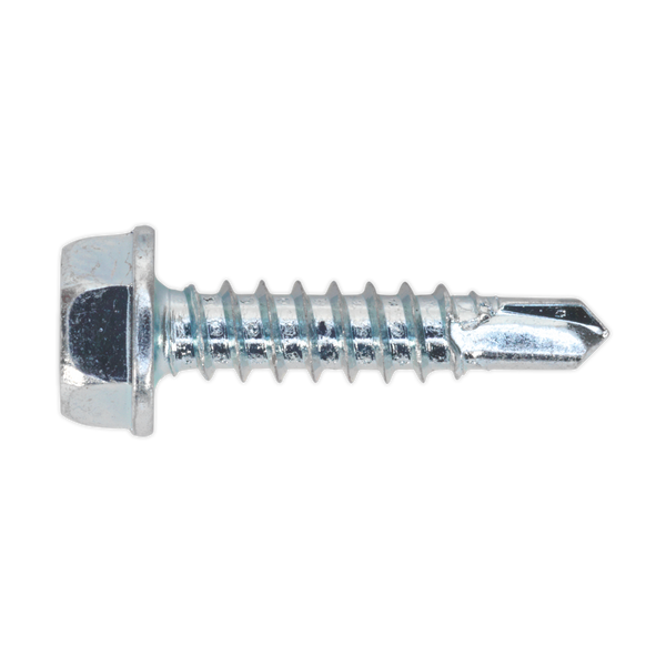 Sealey SDHX4219 4.2 x 19mm Zinc Plated Self Drilling Hex Head Screw - Pack of 100