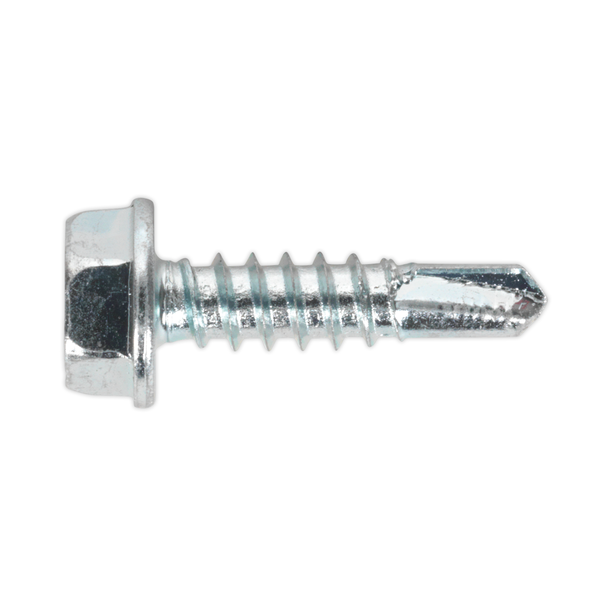 Sealey SDHX4819 4.8 x 19mm Zinc Plated Self Drilling Hex Head Screw - Pack of 100