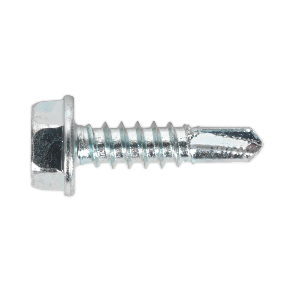 Sealey SDHX4819 4.8 x 19mm Zinc Plated Self Drilling Hex Head Screw - Pack of 100