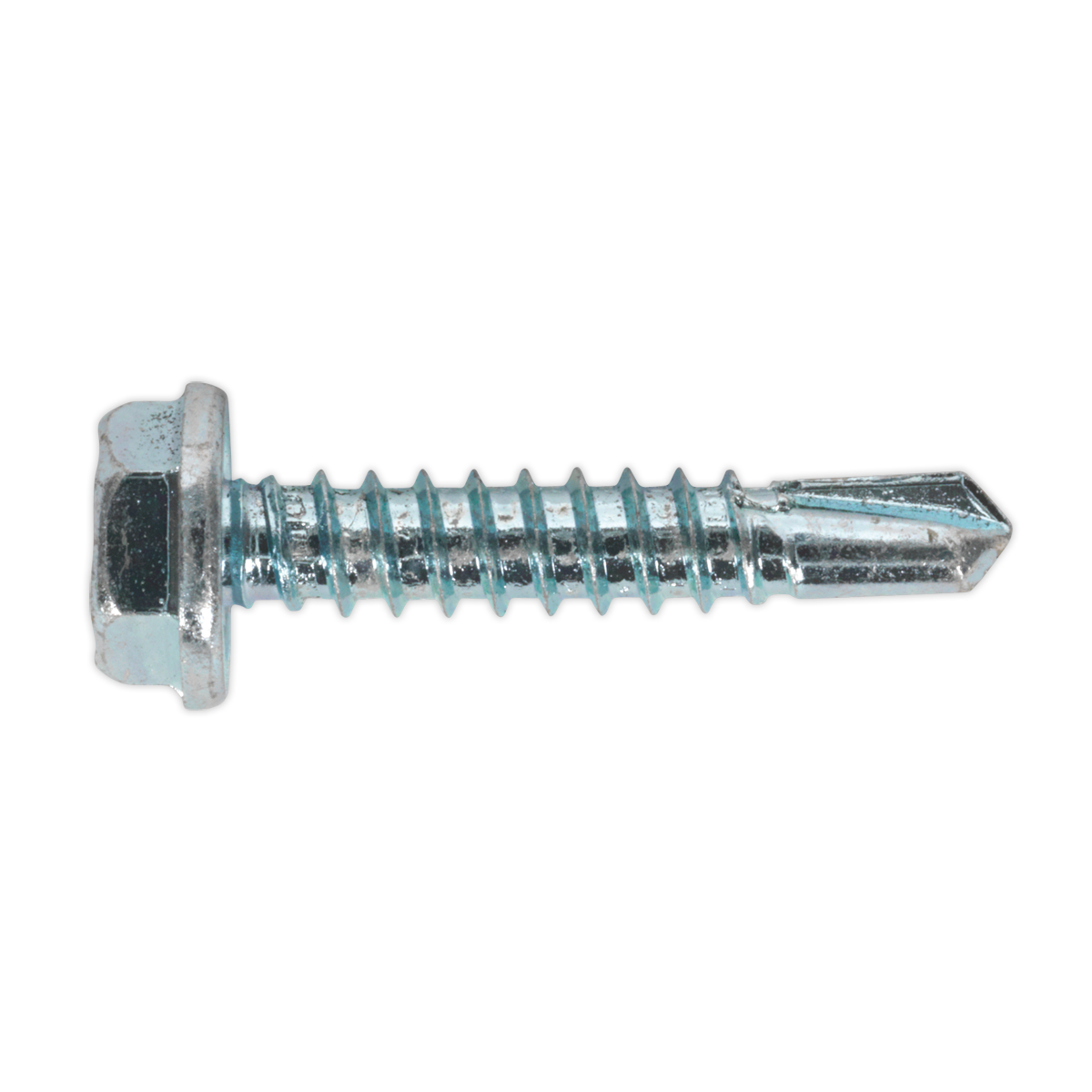 Sealey SDHX4825 4.8 x 25mm Zinc Plated Self Drilling Hex Head Screw - Pack of 100
