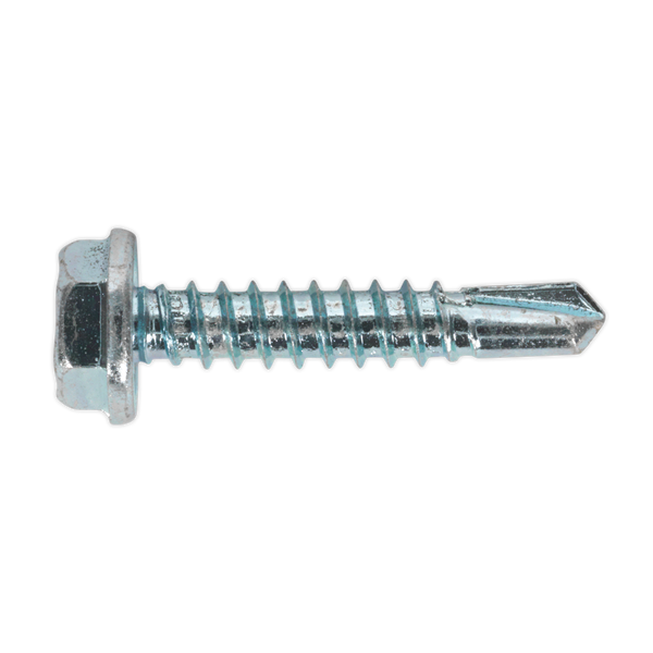 Sealey SDHX4825 4.8 x 25mm Zinc Plated Self Drilling Hex Head Screw - Pack of 100