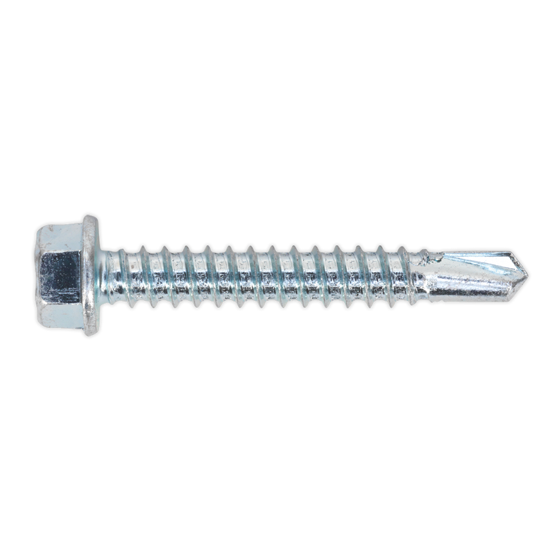 Sealey SDHX5538 5.5 x 38mm Zinc Plated Self Drilling Hex Head Screw - Pack of 100
