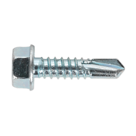 Sealey SDHX6325 6.3 x 25mm Zinc Plated Self Drilling Hex Head Screw - Pack of 100