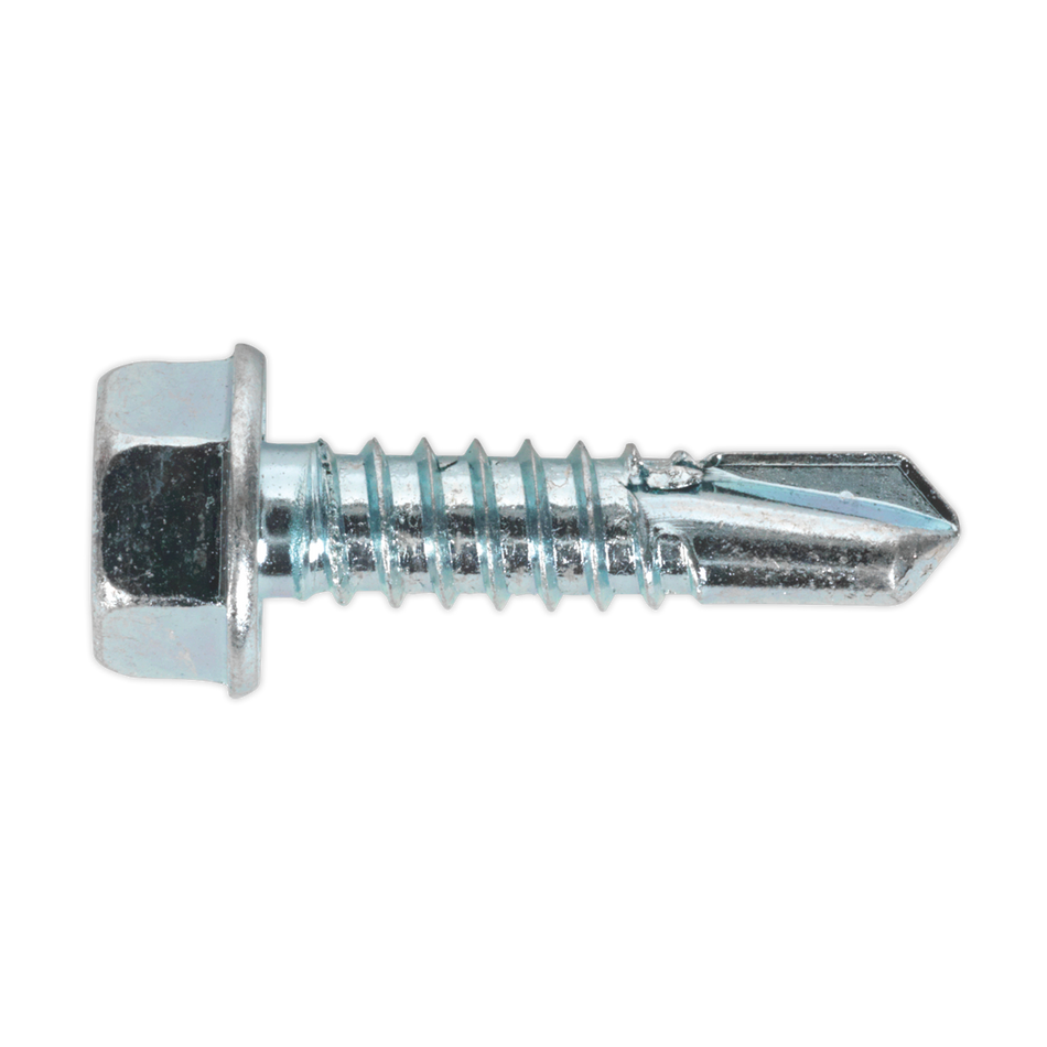 Sealey SDHX6325 6.3 x 25mm Zinc Plated Self Drilling Hex Head Screw - Pack of 100