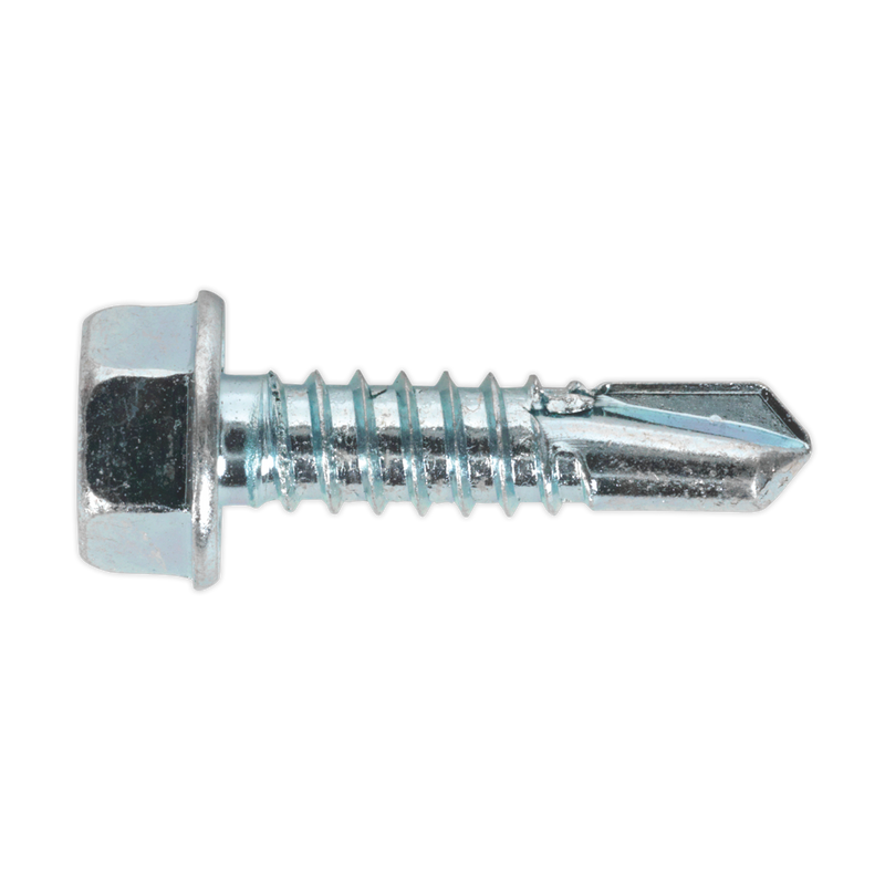 Sealey SDHX6325 6.3 x 25mm Zinc Plated Self Drilling Hex Head Screw - Pack of 100