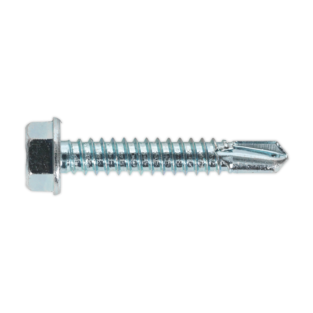 Sealey SDHX6338 6.3 x 38mm Zinc Plated Self Drilling Hex Head Screw - Pack of 100