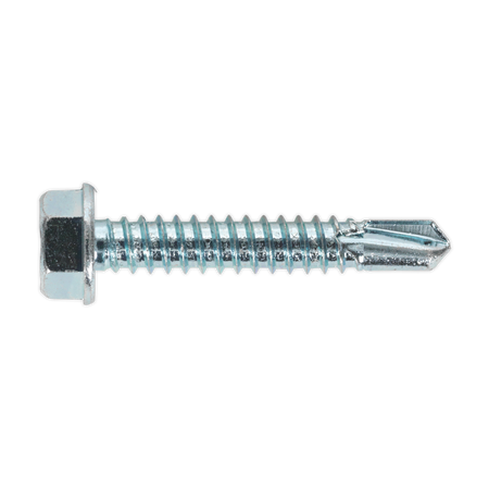 Sealey SDHX6338 6.3 x 38mm Zinc Plated Self Drilling Hex Head Screw - Pack of 100