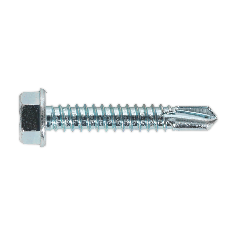 Sealey SDHX6338 6.3 x 38mm Zinc Plated Self Drilling Hex Head Screw - Pack of 100
