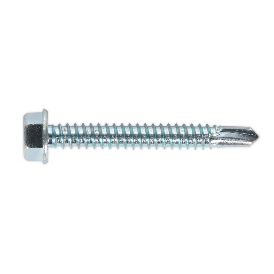 Sealey SDHX6350 6.3 x 50mm Zinc Plated Self Drilling Hex Head Screw - Pack of 100