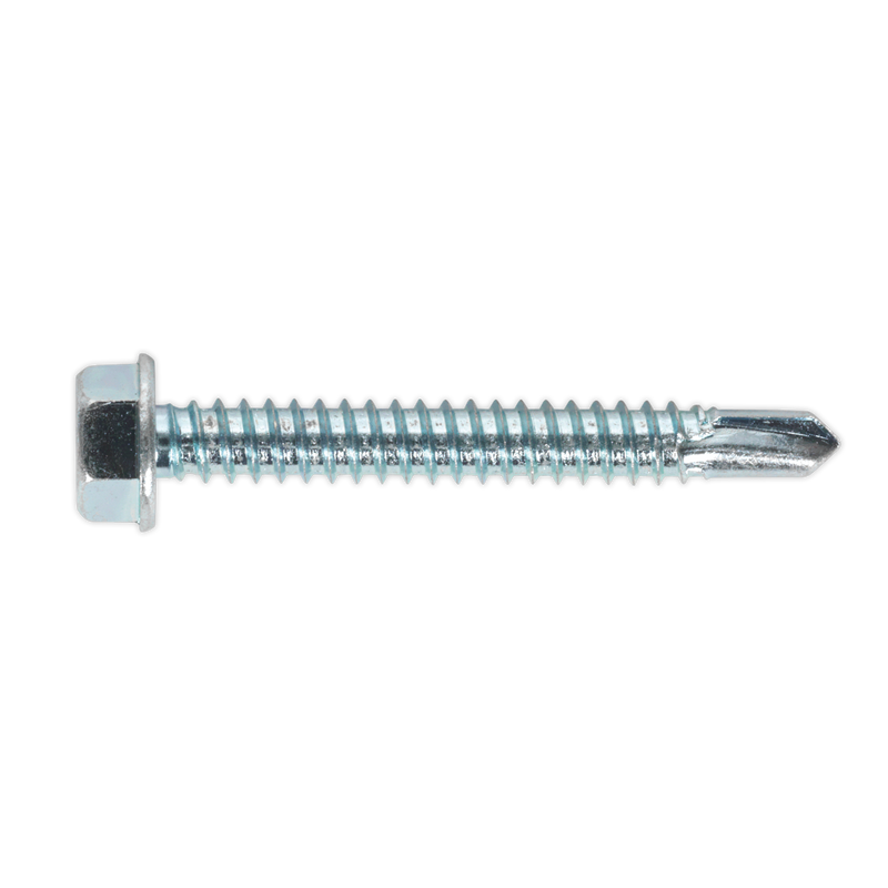 Sealey SDHX6350 6.3 x 50mm Zinc Plated Self Drilling Hex Head Screw - Pack of 100