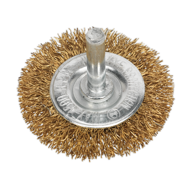 Sealey SFB50 50mm Flat Wire Brush with 6mm Shaft
